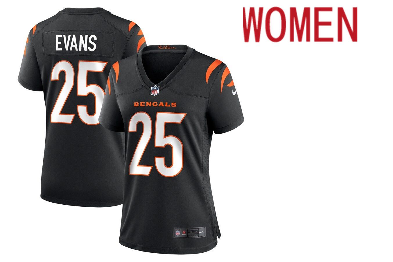 Women Cincinnati Bengals #25 Chris Evans Nike Black Game NFL Jersey->women nfl jersey->Women Jersey